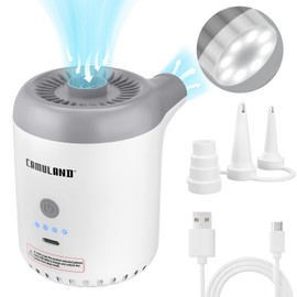 CAMULAND Mini Bomba de Aire Eléctrica, Inflador Eléctrico Recargable para flotadores de Piscina, colchón de Aire, Anillo de natación, Color Blanco y Gris