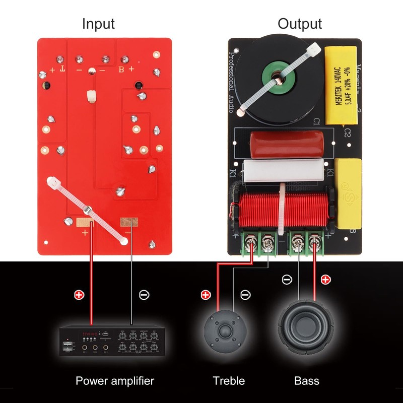 DriSentri 2 Way Crossover for Speaker, 200W 4-8 Ohm 2