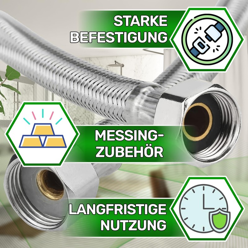 Flexible Water Connection Hose Length 25 cm Diameter 13 mm