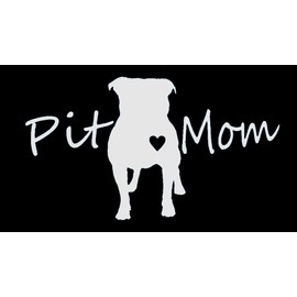 Bluegrass Decals Pit Bull Pit Mom Pitbull Dog Decal Sticker (White, 7.5")