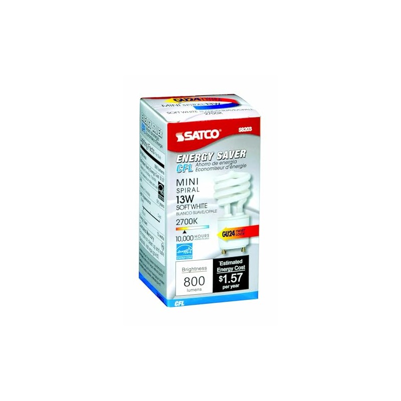 Satco S8203 13 Watt (60 Watt) 800 Lumens Mini Spiral