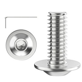 Valorada M4 Bolts, M4 x 10mm Flanged Button Head Socket Cap Screw Bolts, Allen Socket Drive, Stainless Steel 304, Full Thread, with Hex Spanner, Pack of 20