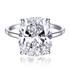 AVECON 5CT Elongated Cushion Cut Engagement Ring for Women, Promise Wedding Cubic Zirconia White Gold Plated Band Size 8