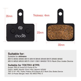 Chooee Bike Disc Brake Pads for Shimano B01S Deore Tektro M355 M375 M395 M415 M416 M416A M445 M446 M447 M465 M475 M485 M486 M495 M515 M515LA M525 M575 M975 C501 C601 T615 T675 Resin 2 Pairs