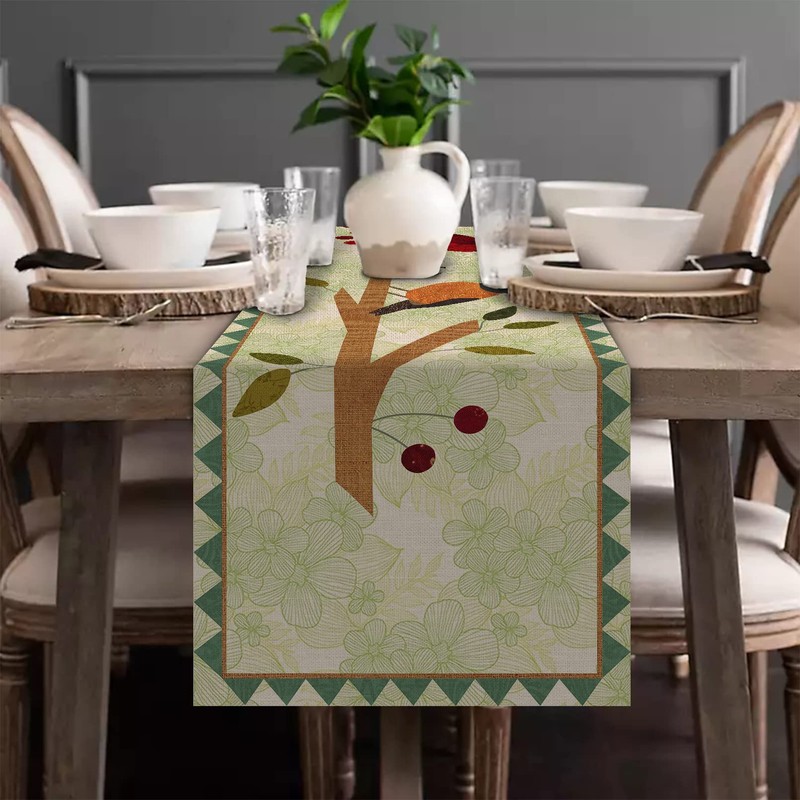 Seliem Summer Tree Branches Birds Table Runner, Cardinal Home Kitchen