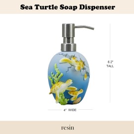 YHHRESINKING Resin Sea Turtle Mother and Baby Soap Dispenser, Beach, Bathroom Accessory,Ocean Theme Sea Turtle Family Bathroom Decor,Coastal Decor (Ocean Blue)