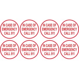 StickerTalk in Case of Emergency Call 911 Vinyl Stickers, 1 Sheet of 8 Stickers, 1.5 inches by 1.5 inches Each