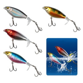 Sqxaldm Bait Fish Carp Hook Catfish Bait Wobbler Pike Bait 3D Artificial Bait Set Fishing Lure Set Floating Pencil Bait with Propeller Tail for Black Bass, Suitable for Fresh or Saltwater
