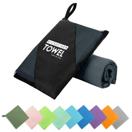 ZIUDBOC Microfiber Travel Towel, Soft Lightweight Quick Dry Towel, Super Absorbent Compact Travel & Sports & Beach Towels for Camping, Backpack, Gym, Swimming, Yoga, Hiking (L:24"×48" -Dark Gray)