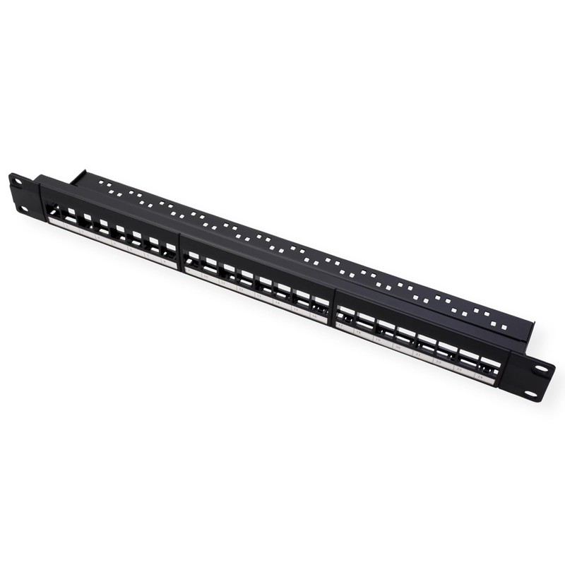VALUE 19"-Keystone-Modulträger, 24 Ports, 1HE, 3-teilig, ungeschirmt, schwarz