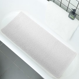 Leotruny PVC Loofah Bathtub Mats Non Slip Shower Mat for Bathroom Wet Area Quick Drying (40''x16'', C03-White)