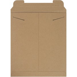 Aviditi 12 3/4" x 15" Stayflats Rigid Flat Mailers, Kraft, For Keeping Documents, Photos, and Artwork Protected During Shipping (100 Pack)
