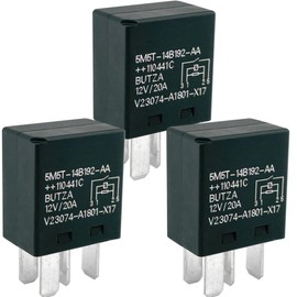 5M5T-14B192-AA Relay V23074-A1801-X17 (3-Pack) 12V 20A 4-Pin SPST Automotive Micro Relay Compatible with Ford Volvo Land Rover Restores A/C Compressor & Fan Circuit