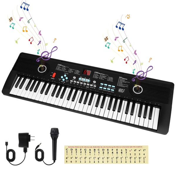 61 key keyboard Piano,Portable Electronic Digital Piano,Built In Dual Speakers,External