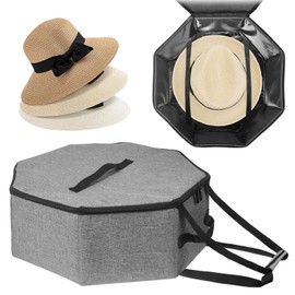 BOHEMIABY Hat Box for Travel and Storage, Stackable Cowboy, Foldable Hat Boxes for Women Men Storage with Handle, Save Space Travel with Cardbord for Closet, Light Gray