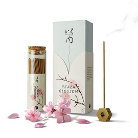 Innergy Luxury Peach Blossom Incense Sticks - 100% Natural Floral Scent for Calm, Romance & Sleep | Eco-Friendly Sandalwood & Agarwood Blend | 150 Sticks (62+ Hours) with Copper Holder