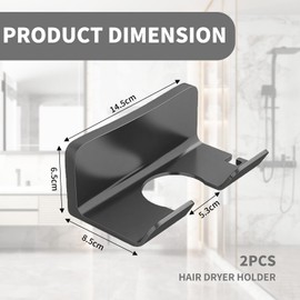 SoeUyd 2 Stück Fönhalter Ohne Bohren, Wandhalterung für Haartrockner, Fönhalter, Haartrocknerständer, Halterung für Badezimmer, Geeignet für die Meisten Haartrockner