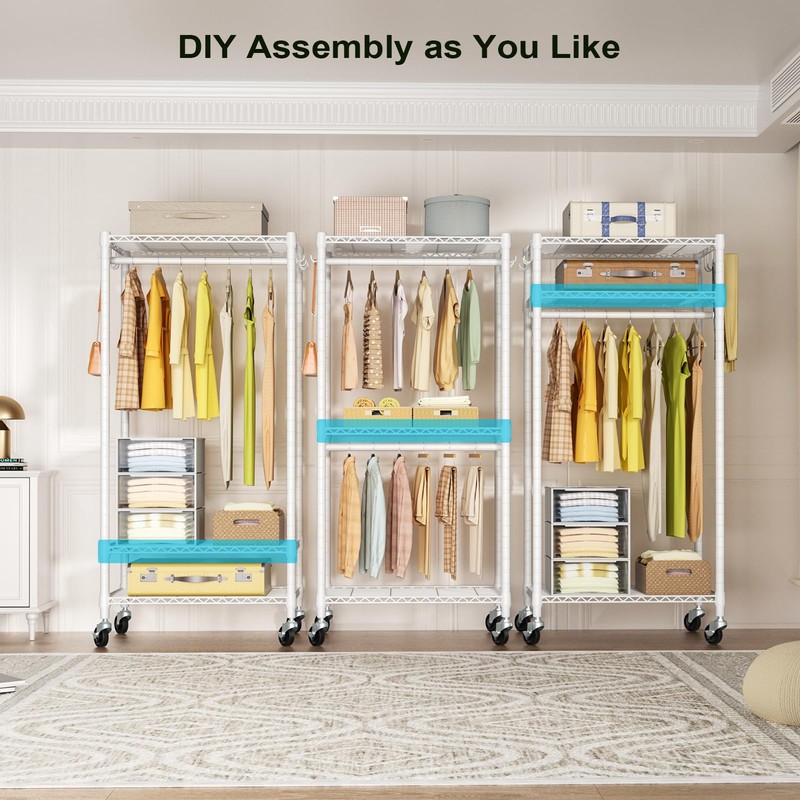 FUTASSI P3 Mini Rolling Clothes Rack, Clothing Racks for Hanging