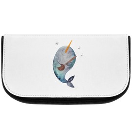 Mr. & Mrs. Panda Narwal Guitar Cosmetic Bag, White, Hand Drawn