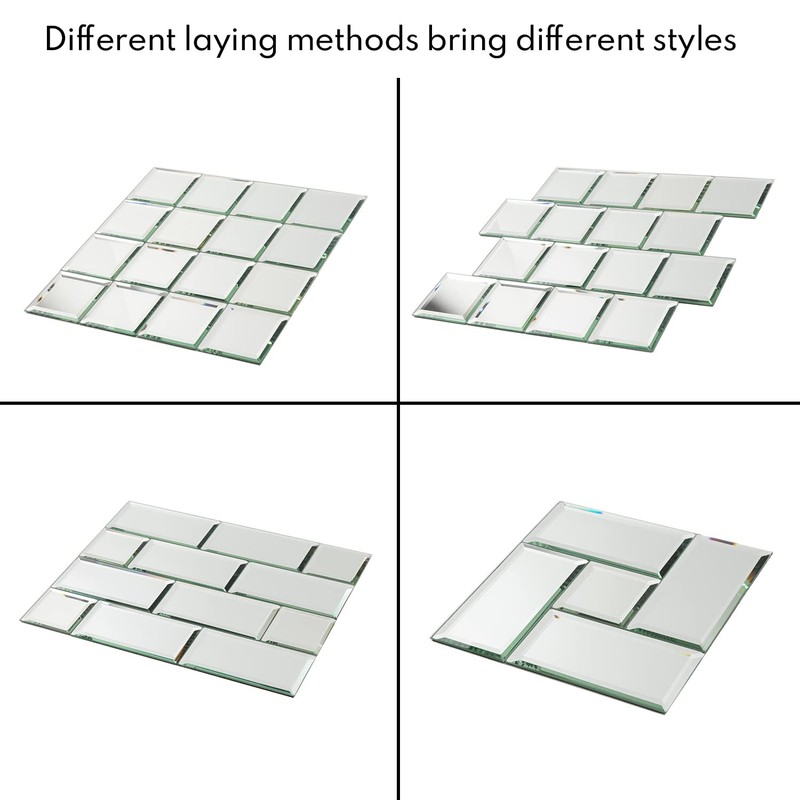 Lovdeco Peel and Stick 3 Inch Beveled Mirror Glass Tile