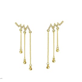 Lightning Bolt Earrings for Women Gold Rhinestone Tassel Drop Dangly Dainty Earrings Fashion Funky Prom Bridesmaid Pretty Dangling Girls Gift Jewelry (Lightning)