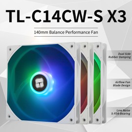 TR-TL-C14CW-S X3 14CM Silent Cooling Fan,White Compurter Cooling Fan,CPU Coolers with 1500RPM High Speed,4-Pin PWM Connector,3 Quantities