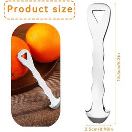 Fokmuaex 1pcs Stainless Steel Citrus Peeler - Ergonomic Orange/Lemon/Grapefruit Peeler with Hanging Hole, Dishwasher Safe Fruit Carving Tool, Anti-Slip Kitchen Gadget for Easy Peeling (Silver)