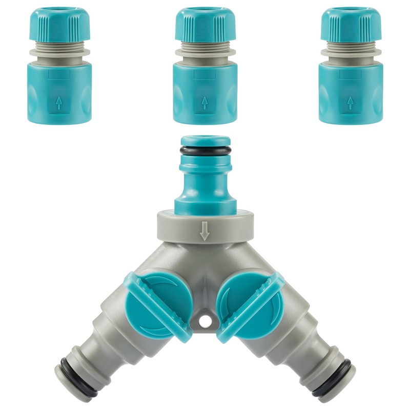 Navaris 2-Way Splitter with Shut-Off Valve - with 3 Additional