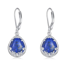 POPLYKE Filigree Labradorite/Opal/Lapis Lazuli/Larimar/Black Tourmaline/Turquoise/Peridot Earrings for Women Sterling Silver Filigree Earrings Jewellery Gift for Women, Sterling Silver, No Gemstone