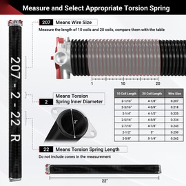 Toriexon Pair of Garage Door Spring 0.207 x 2” x 22” (Pair), 18000 Cycles Garage Spring Door Replacement, Heavy-Duty & Long-Lasting Garage Door Torsion Spring