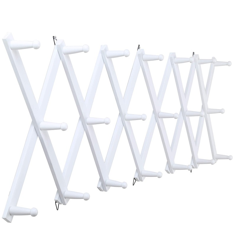 WEBI Accordion Wall Hanger,Wooden Expandable Coat Rack Wall Mounted,Accordion Hat