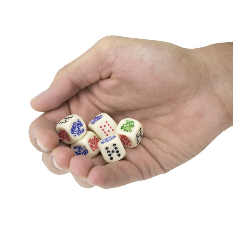 Brybelly Set of 5 Poker Dice with Professional Leather Dice
