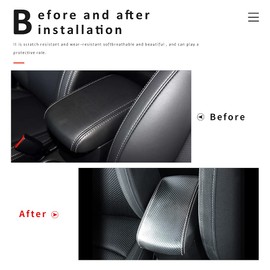 INTGET Car Console Cover for 2017 2018 Subaru Forester Accessories 2013 2014 2015 2016 Leather Armrest Cover Arm Rest Dog Seat Protector(Carbon Fiber Texture,2013-2018)