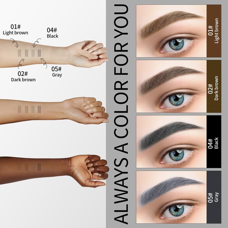 Eyebrow Pencil with 4 Micro-Fork Tip Long-lasting Waterproof Eyebrow Pen