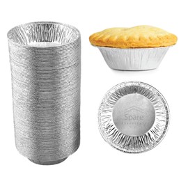 Spare Essentials (60 Pack) Pie Tins 5 inch, Disposable Mini Pies Tin, Tart Aluminum, Individual Serving Pans for Baking Mini Chicken Potpie, Small Homemade Cakes & Quiche, Foil Tins, Freezer-to-Oven Use