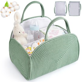 Maxuni Diaper Caddy Organizer for Baby, Cotton Rope Baby Gift Basket, Portable Diaper Organizer for Changing Table, Diapers Nursery Storage Organizer, Baby Shower Gifts for Newborn