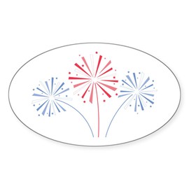 CafePress July Fourth Fireworks Sticker Oval Car Bumper Sticker