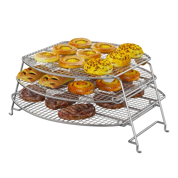 SafBbcue Foldable Multipurpose Jerky Rack Warming Rack for Most Grills, Big Green Egg Kamado Joe, Pellet Smoker Grill Accessory Cooking Expansion | 304 Stainless Steel
