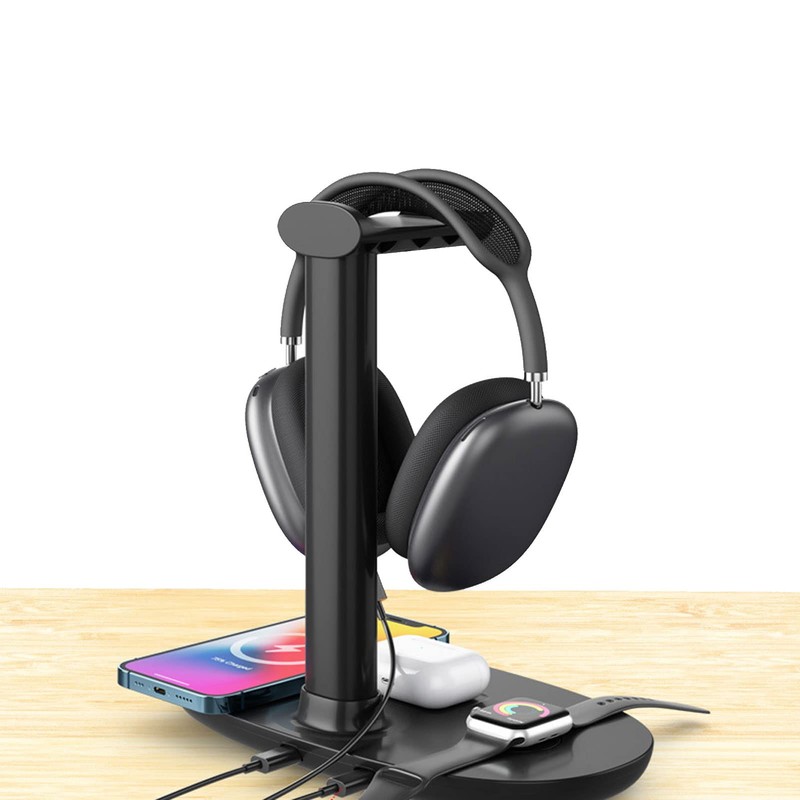 Headphone Stand with Wireless Charger, 15W Fast Charging QI Wireless