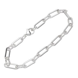 NKlaus Men's Silver Bracelet 925-22 cm – Figaro Anchor Chain – Sterling Bracelet Chain – Exquisite Men's Bracelet Real Sterling Silver – 5.3 mm Wide 12687, Sterling Silver
