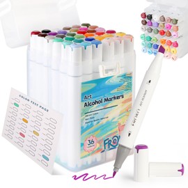 FROKO Alcohol Markers, 36 Colors Dual Tip Art Markers with Carrying Case, Drawing Marker, Coloring Marker for Kids Sketching Adult Coloring