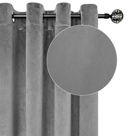SMILETIME Grey 63 in Long Velvet Curtains with Grommet, Thermal Insulated Super Soft Privacy Noise Reducing Light Blocking Velvet Curtains for Living Room, 2 Panels, Each 52 x 63 inches Long