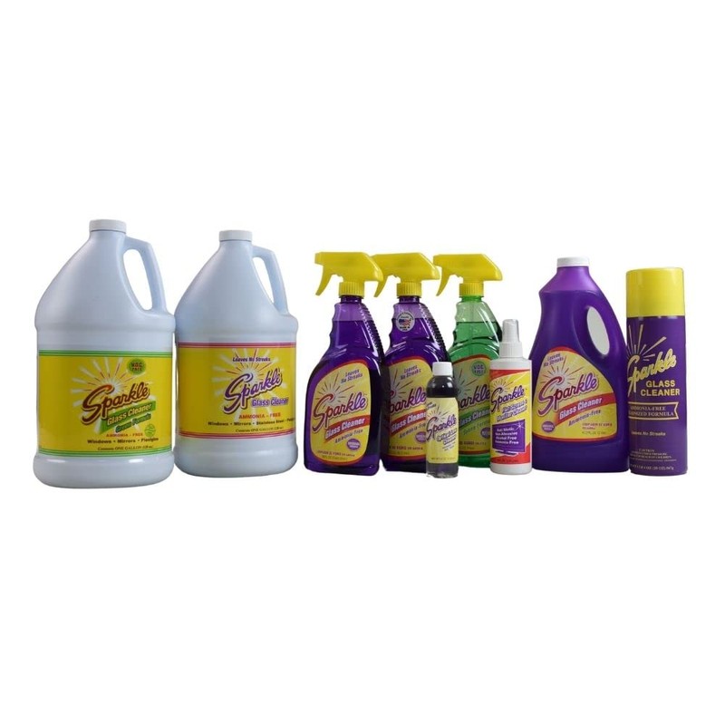 Sparkle Glass Cleaner Spray Refill Bottle, Ammonia-Free Glass Cleaner, Leaves