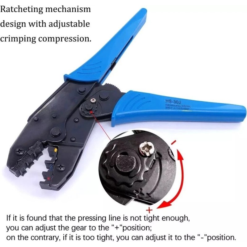 Unbranded HS-30J Ratchet Crimper Plier Crimping Hand Tool For Wire