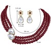 Aheli Pearl Mala Maroon Necklace with Earrings for Women Indian