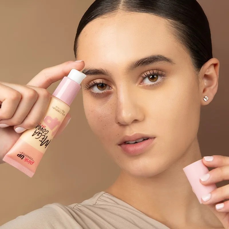 Pink Up, Maquillaje De Larga Duracin, Cobertura Completa Tono Beige