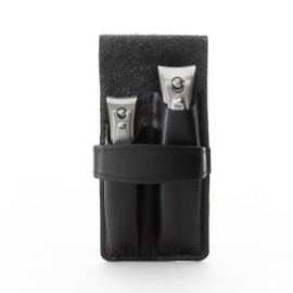 GERMANIKURE Nail Clippers Set in Black Leather Case – Ethically Made in Solingen Germany, FINOX Stainless Steel Tools – Professional Quality Manicure & Pedicure Kit