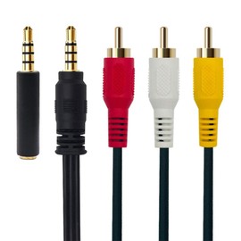 3.5 mm to RCA AV Camcorder Video Cable,3.5mm Male to 3RCA Male Plug Stereo Audio Video AUX Cable for Smartphones,MP3, Tablets,Speakers,Home Theater - 3.5mm Straight 1.5m