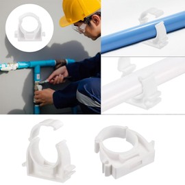 RXKFIGX 30pcs PVC Water Pipe Clamps Clips Inner Diameter 20mm Push-Fit Fittings Pipe Clips Water Pipe Fixed Clips Conduit Clips Conduit Fittings Snap Single Hinged Pipe Clamp for 20mm Pipeline Whit