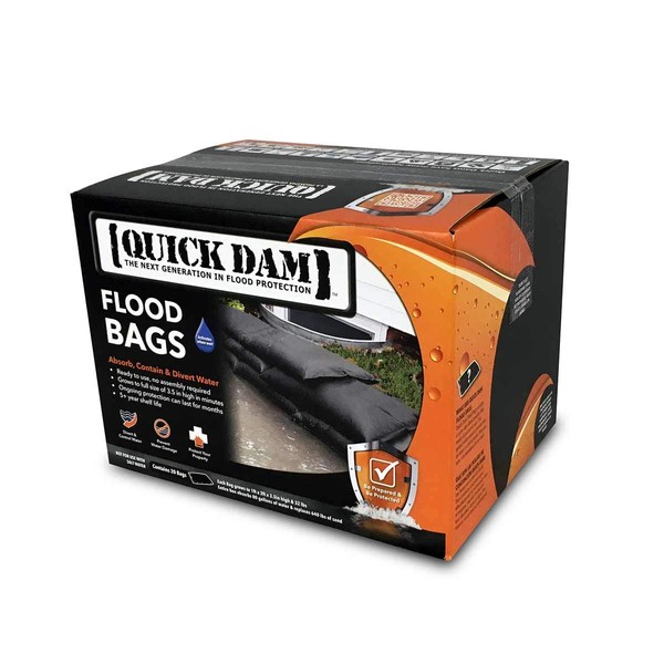 Quick Dam QD1224-20 Flood Bag, 20 Pack, Black, 20 Pack